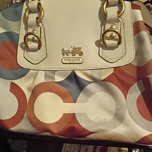 Coach White Multicolor Circle-Print Shoulder Bag